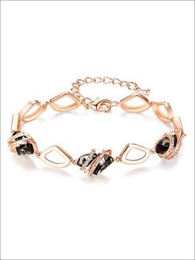 Wish Stone Link Charm Bracelet with Birthstone Crystals, 18K Rose Gold Plated